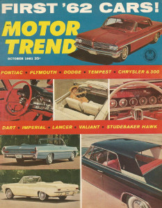 MOTOR TREND 1961 OCT - NEW 1962 CARS, MGA, VW 1500